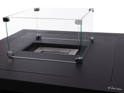 Chimenea de etanol diseño de mesa cuadrada en negro y quemador central