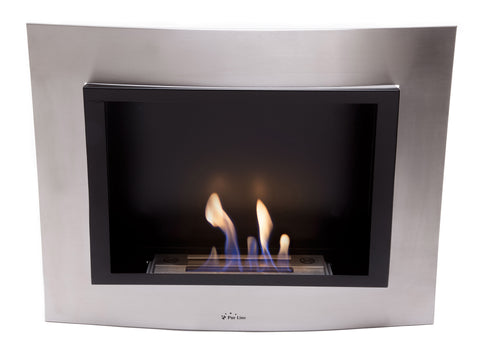 Chimenea de etanol mural con frontal en acero inoxidable
