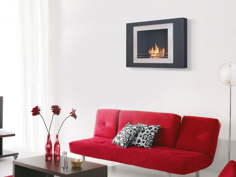 Chimenea de etanol mural de 2000W, diseño cuadrado en acero y marco acabado en negro_2