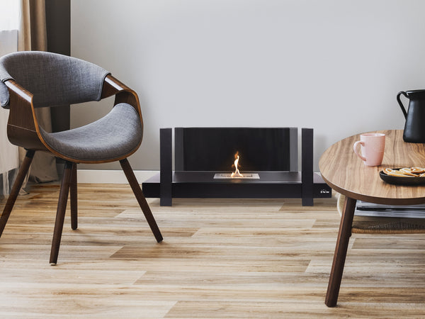 Chimenea de etanol diseño de mesa en acero negro