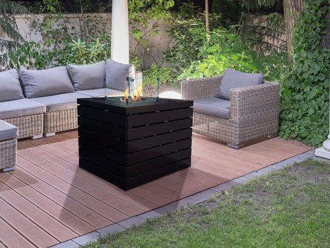 Chimenea de etanol diseño de mesa cuadrada en negro y quemador central