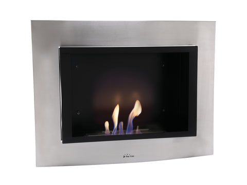 Chimenea de etanol mural con frontal en acero inoxidable