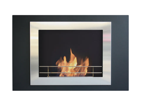Chimenea de etanol mural de 2000W, diseño cuadrado en acero y marco acabado en negro
