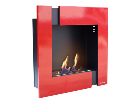 Chimenea de etanol diseño mural en color rojo