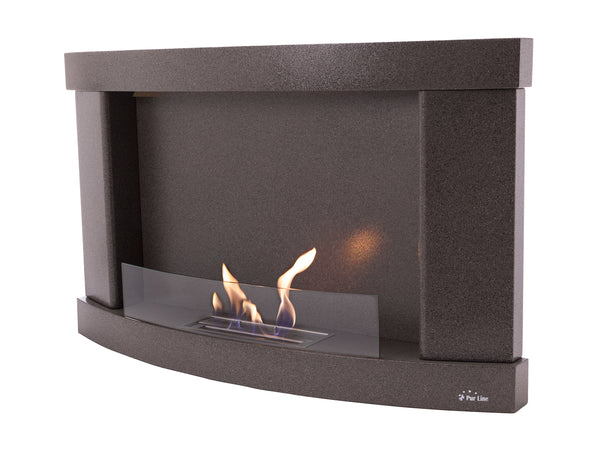 Chimenea de etanol mural de 2000W, diseño rectangular en acero negro, con cristal templado