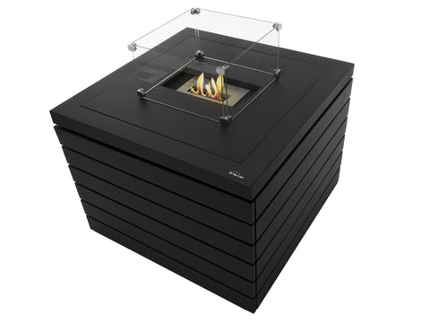 Chimenea de etanol diseño de mesa cuadrada en negro y quemador central