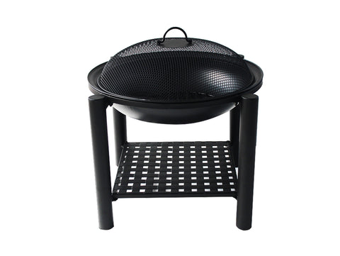 Brasero de exterior en acero negro con tapa protectora