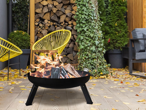 Brasero de exterior con patas en acero negro