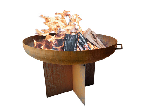 Brasero de exterior circular en acero corten