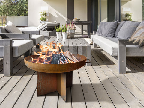 Brasero de exterior circular en acero corten