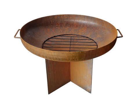 Brasero de exterior circular en acero corten