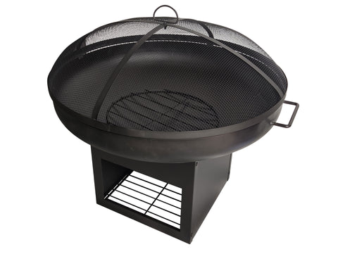 Brasero de exterior en acero con tapa y almacenamiento