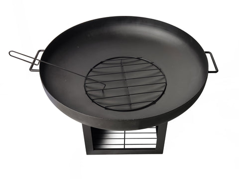 Brasero de exterior en acero con tapa y almacenamiento