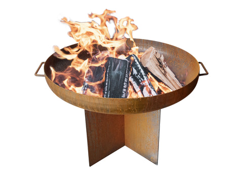 Brasero de exterior circular en acero corten
