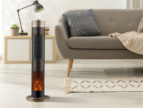 Calefactor 2 kW diseño de torre con efecto fuego eléctrico