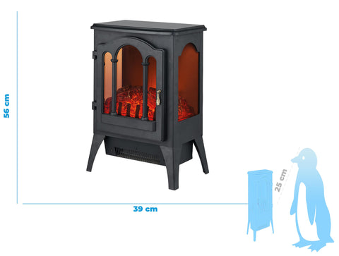 Chimenea eléctrica 2kW diseño clásico en negro