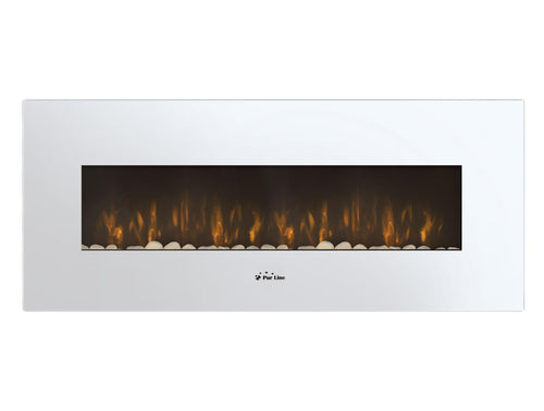 Chimenea Eléctrica Panorámica con luz LED ambiental y panel frontal blanco