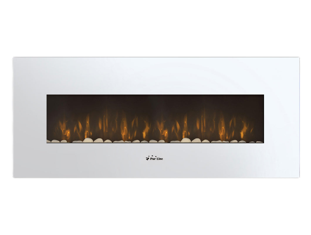 Chimenea Eléctrica Panorámica con luz LED ambiental y panel frontal blanco