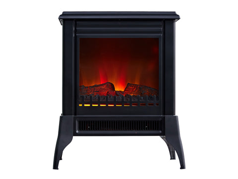 Chimenea Eléctrica de suelo, 2000W, estilo retro con patas, en acero negro