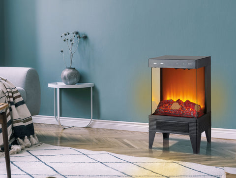 Chimenea eléctrica tipo estufa 2kW con diseño moderno en negro