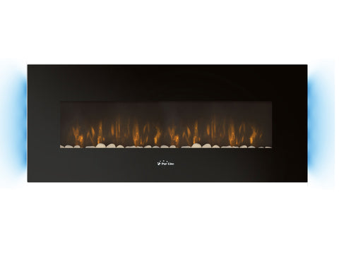 Chimenea Eléctrica mural 2000W diseño panorámico en cristal templado negro con mando a distancia