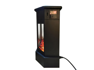 Chimenea Eléctrica de suelo, 2000W, diseño retro en acero negro y 3 cristales templados, incluye mando a distancia