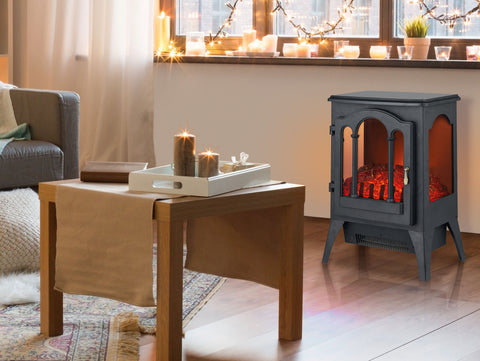 Chimenea eléctrica 2kW diseño clásico en negro