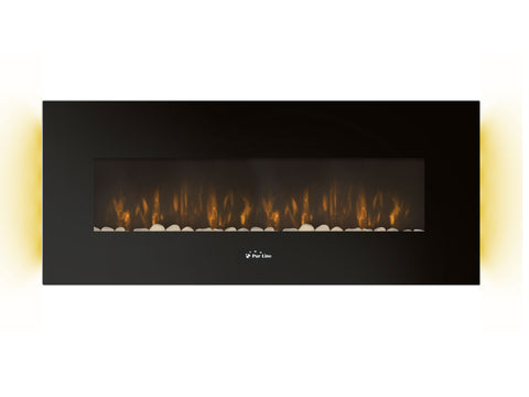 Chimenea Eléctrica mural 2000W diseño panorámico en cristal templado negro con mando a distancia