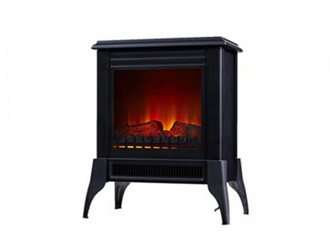 Chimenea Eléctrica de suelo, 2000W, estilo retro con patas, en acero negro