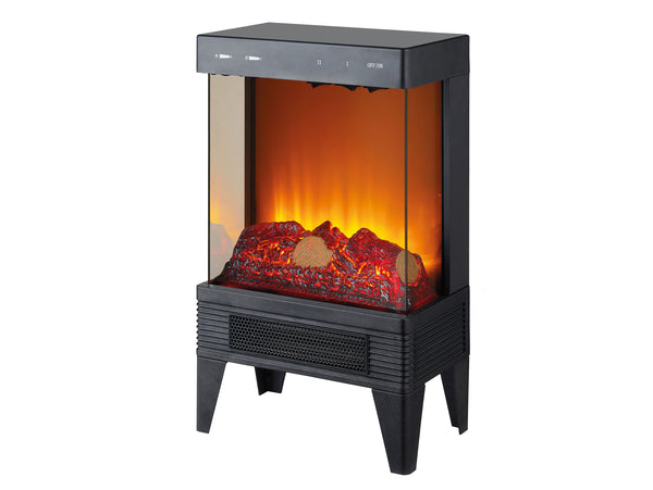 Chimenea eléctrica tipo estufa 2kW con diseño moderno en negro