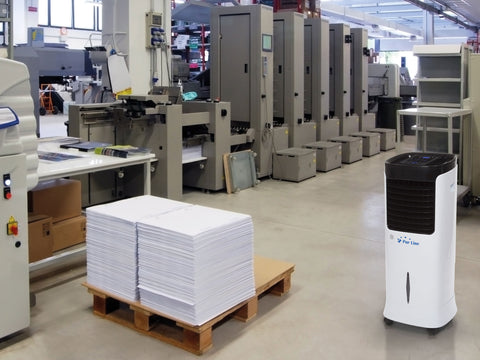 Climatizador evaporativo con ruedas de gran caudal y bajo consumo