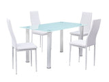 Conjunto Mesa Comedor de Cristal 110x70cm y 4 sillas acolchadas