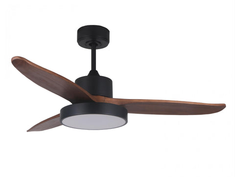 Ventilador de techo DC negro con aspas de 122cm y luz para 25m2