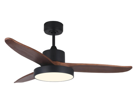 Ventilador de techo DC negro con aspas de 122cm y luz para 25m2