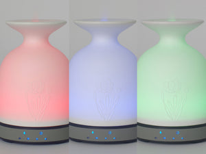 Difusor de aromas ultrasónico de 12W con selector de luz LED y forma de jarrón_4
