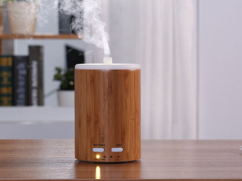 Difusor de aromas ultrasónico de bambú de 12W con selector de luz LED_3
