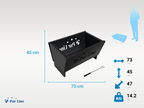 Brasero exterior en acero negro 2 en 1 con nevera