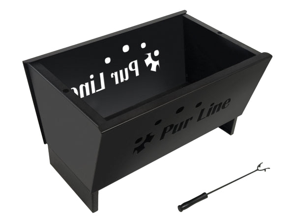 Brasero exterior en acero negro 2 en 1 con nevera