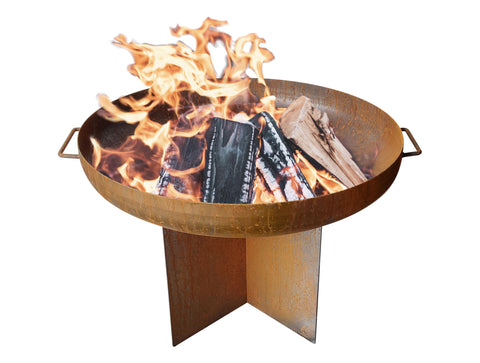 Brasero de exterior circular en acero corten