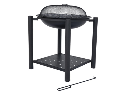 Brasero de exterior en acero negro con tapa protectora