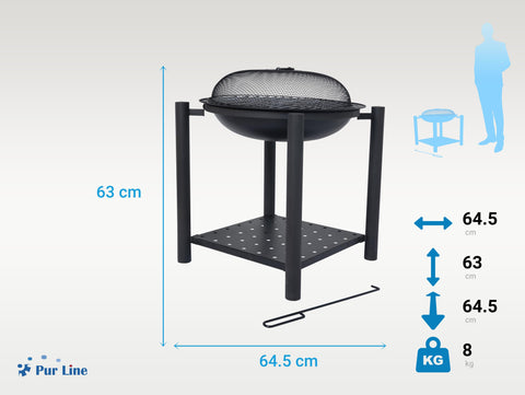Brasero de exterior en acero negro con tapa protectora