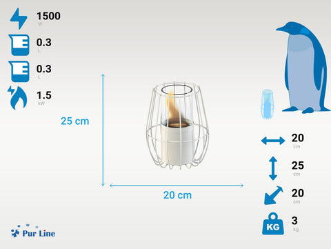 Chimenea de etanol sobremesa en blanco
