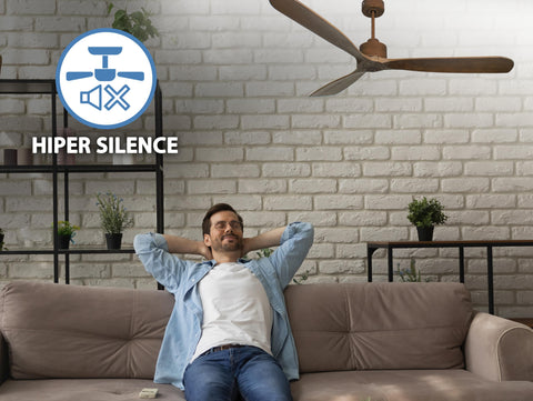 Ventilador de techo Reversible Termostato Wifi Motor DC Techos Inclinados Mando a Distancia Hypersilence Memoria FullWood 2