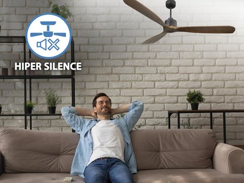Ventilador de techo Reversible Termostato Wifi Motor DC Techos Inclinados Mando a Distancia Hypersilence Memoria FullWood 3