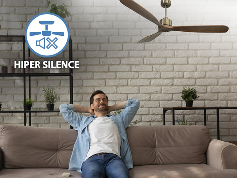 Ventilador de techo Reversible Termostato Wifi Motor DC Techos Inclinados Mando a Distancia Hypersilence Memoria FullWood 6