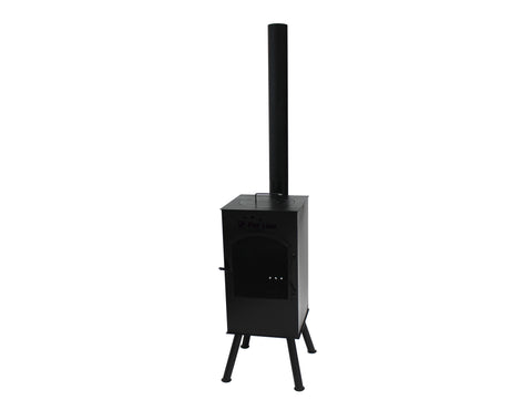 Estufa de leña 21kW, diseño clásico en acero negro, con salida de humos_2