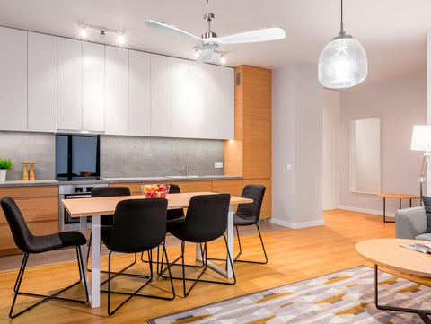 Ventilador de techo Modo Invierno/Verano Termostato Wifi Motor DC Techos Inclinados Mando a Distancia Hypersilence Memoria FullWood