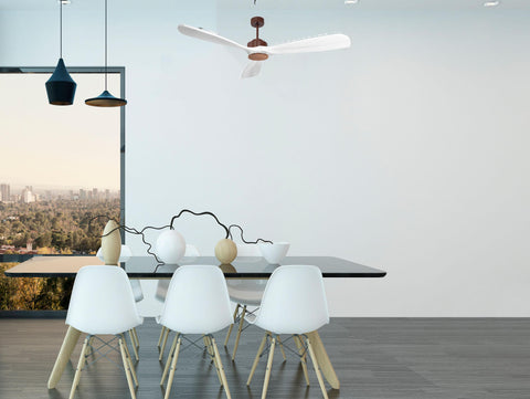 Ventilador de techo Modo Invierno/Verano Termostato Wifi Motor DC Techos Inclinados Mando a Distancia Hypersilence Memoria FullWood