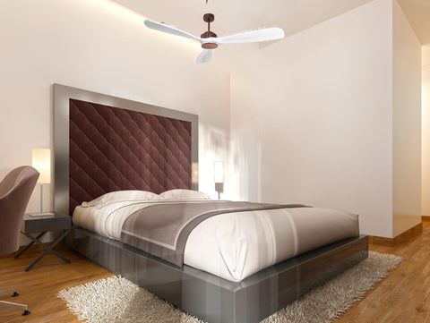 Ventilador de techo Modo Invierno/Verano Termostato Wifi Motor DC Techos Inclinados Mando a Distancia Hypersilence Memoria FullWood