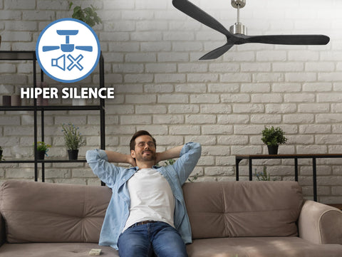 Ventilador de techo Reversible Termostato Wifi Motor DC Techos Inclinados Mando a Distancia Hypersilence Memoria FullWood 2